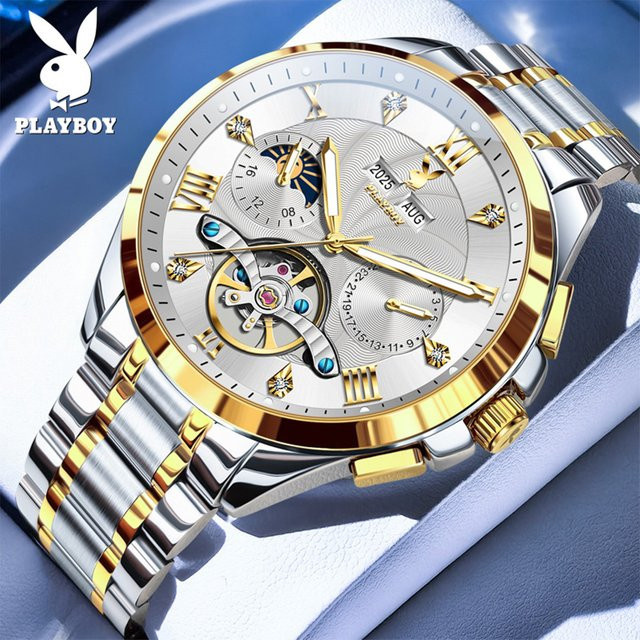 PLAYBOY Armbanduhr Automatik, Edelstahl, Mondphase, Herren - Bild 1
