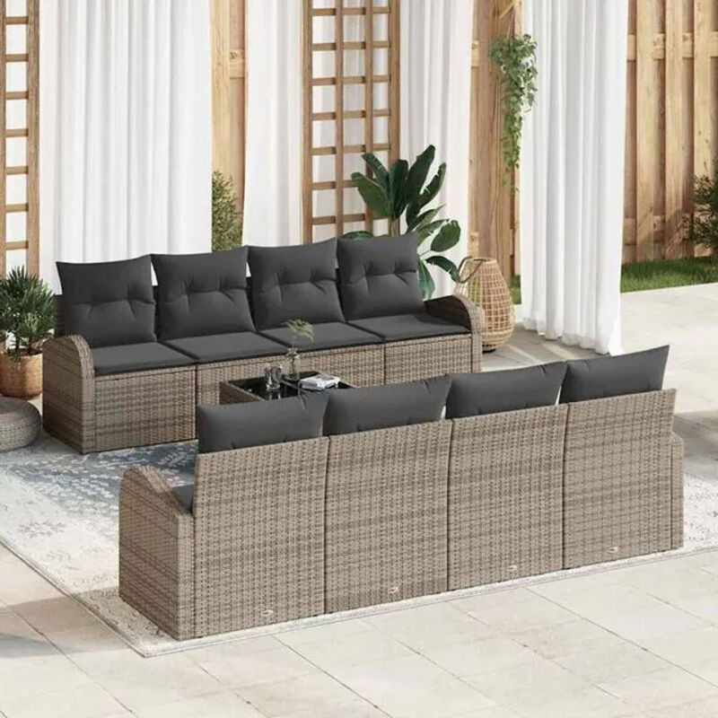 Vidaxl Gartensofa-Set aus Polyrattan in Grau Anthrazit, B/T/H: 55 x 55 x 37 cm - Bild 1