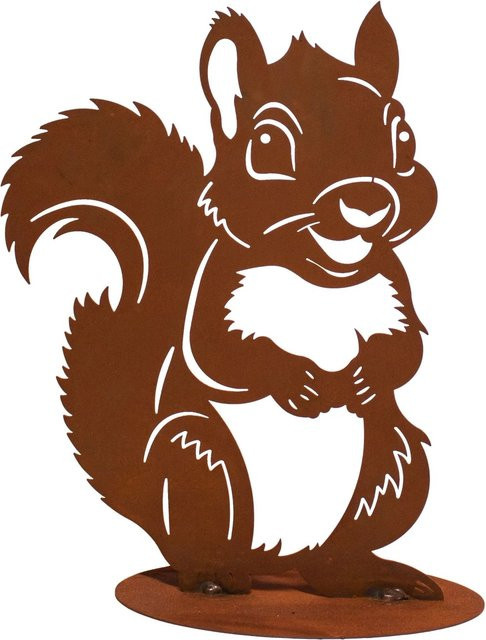 Ferrum Art Design Deko-Figur Backenhörnchen auf Platte aus Metall in Braun, Breite: 32 cm, Tiefe: 24 cm - Bild 1