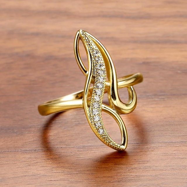 Huitan Ring, Gold, Zirkonia, Damen, Verlobung - Bild 1