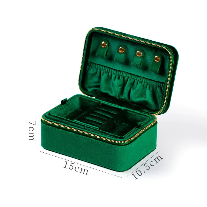 Baby.Xin Schmuckbox aus Flanell mit zwei Ebenen zur Aufbewahrung von Halsketten in Braun und Grün - Bild 5