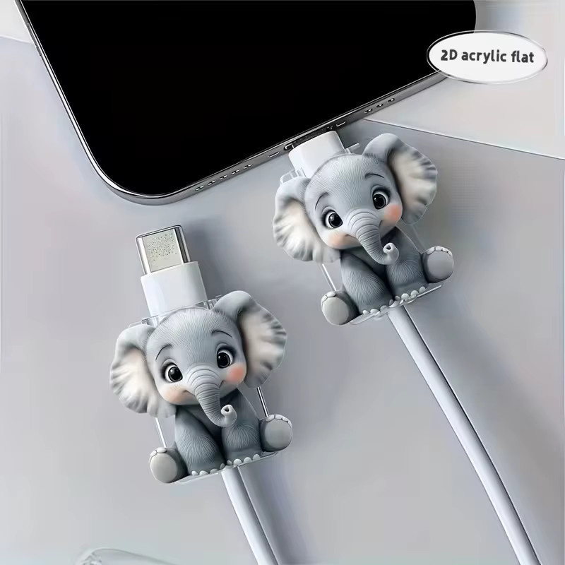 SAFENH Elefanten 2D Flachkabelschutz in Grau als bruchsicheres Zubehör für dein Telefonkabel - Bild 4