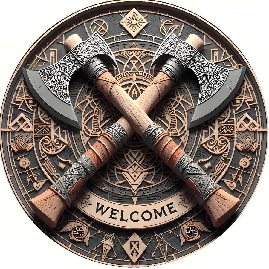 Viking Axes Willkommen Wandskulptur aus Metall in Multicolour mit nordischem Design - Bild 3