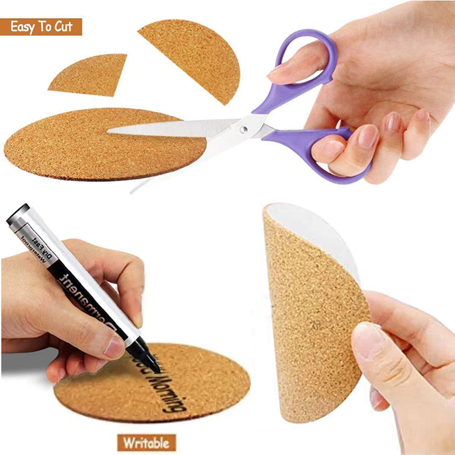 Selbstklebende Korkuntersetzer rund in Braun, 10,16 cm Durchmesser für DIY-Projekte im Büro und Zuhause - Bild 3