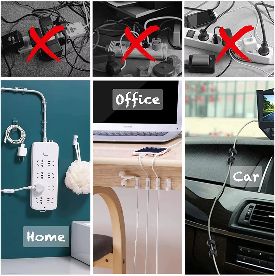Selbstklebender Kabel Clip Organizer aus Kunststoff in Weiß für Home Office und Auto - Bild 3
