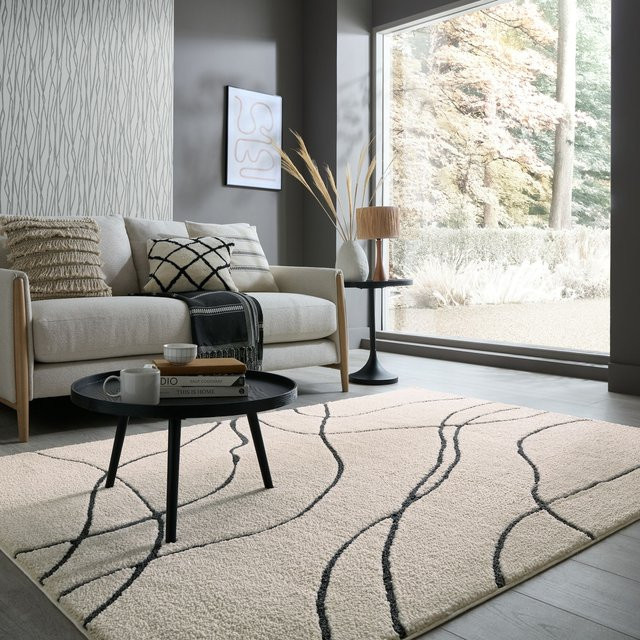 Abstrakt Teppich Kadima Design in Creme-Schwarz B/T: 200 x 290 cm - Bild 1