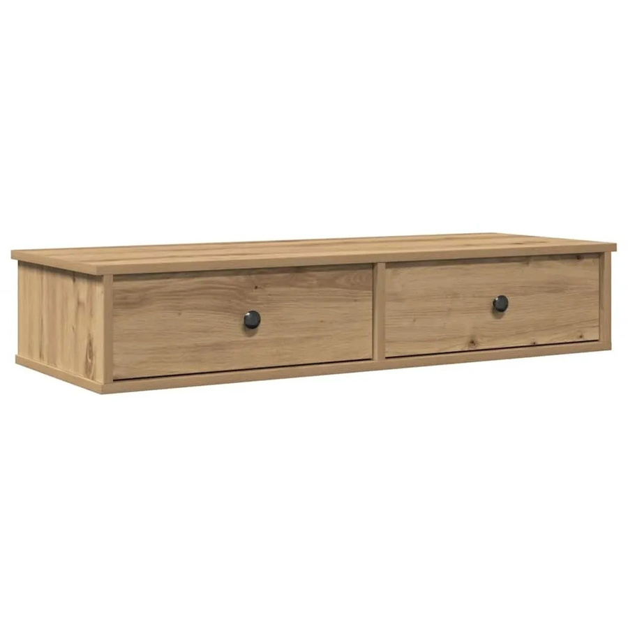 vidaXL Wandregal mit Schubladen Artisan-Eiche, Farbe: Braun, B/T/H: 100 x 37,5 x 19 cm - Bild 2