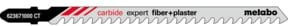 Metabo Stichsägeblatt expert fiber + plaster für Stein und Gipskarton, HM, silber, Länge: 106 mm, Breite: 4,3 mm - Bild 1