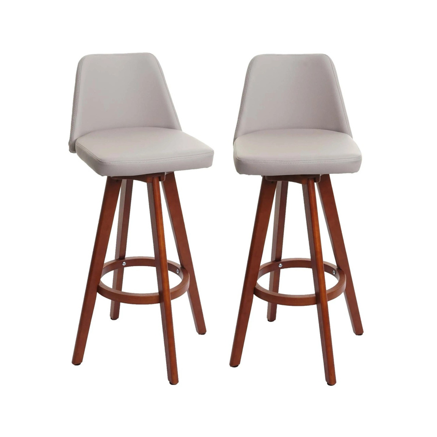 PROREGAL 2er-Set Barhocker drehbar mit Lehne aus Holz und Kunstleder in Taupe, Sitzhöhe: 72 cm - Bild 2