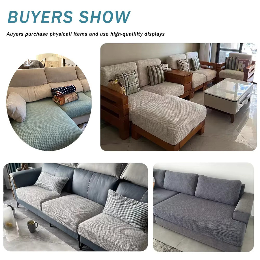 Elastischer Jacquard-Sofabezug von airldianer in einfarbigem Design für dein Sofa oder deine Chaiselongue, erhältlich in Braun und Grün - Bild 4