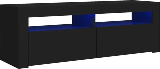 vidaXL TV-Schrank mit LED-Leuchten in Schwarz, B/T/H: 120 x 35 x 40 cm - Bild 1
