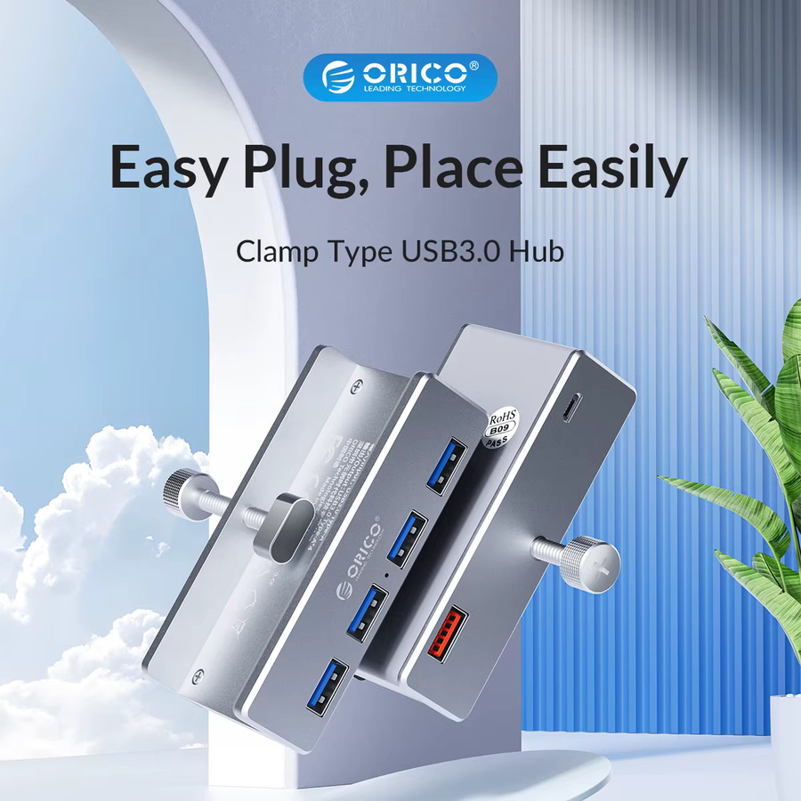 ORICO MH4PU USB 3.0 Datenübertragungs-Hub mit 4 Anschlüssen aus Aluminium für Mac und PC in Schwarz oder Silber - Bild 2