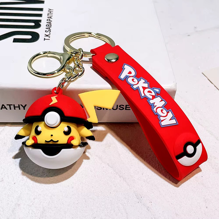 Potdemiel Schlüsselanhänger Set, Pokémon Poké Ball Stil, Glurak Pikachu Schiggy, Unisex - Bild 1
