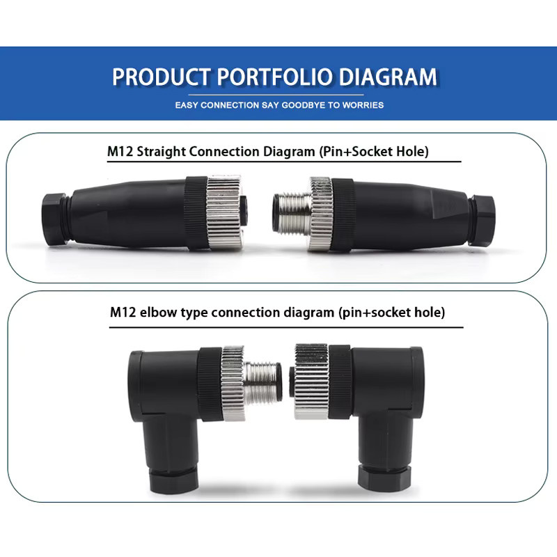 DIY YOU Wasserdichter M12 PG7 Sensor-Steckverbinder Satz mit gerade und winkel Ausführung, elektrischer Drahtverbinder als Schraubgewindekupplung, erhältlich mit 3/4/5/8 Pin, lötfrei - Bild 4