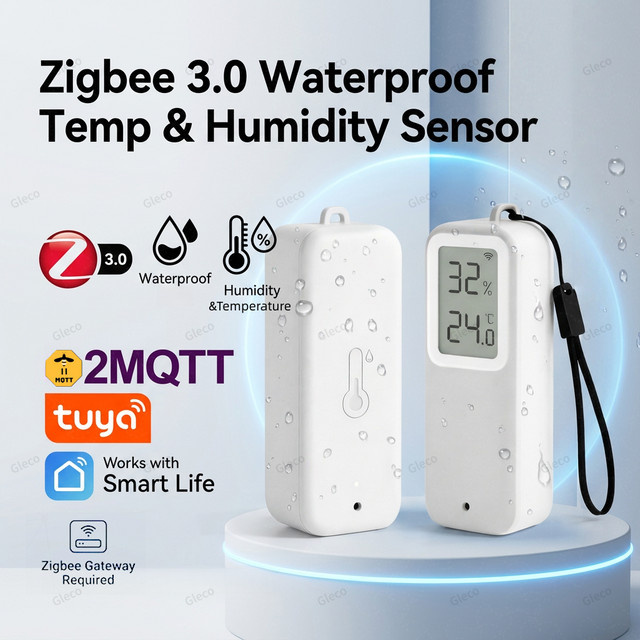 Tuya Zigbee 3.0 Temperatur- und Feuchtigkeitssensor IP65 Wasserdicht in Weiß für Tuya Smart Life Smart Home (Zigbee-Gateway erforderlich) - Bild 1