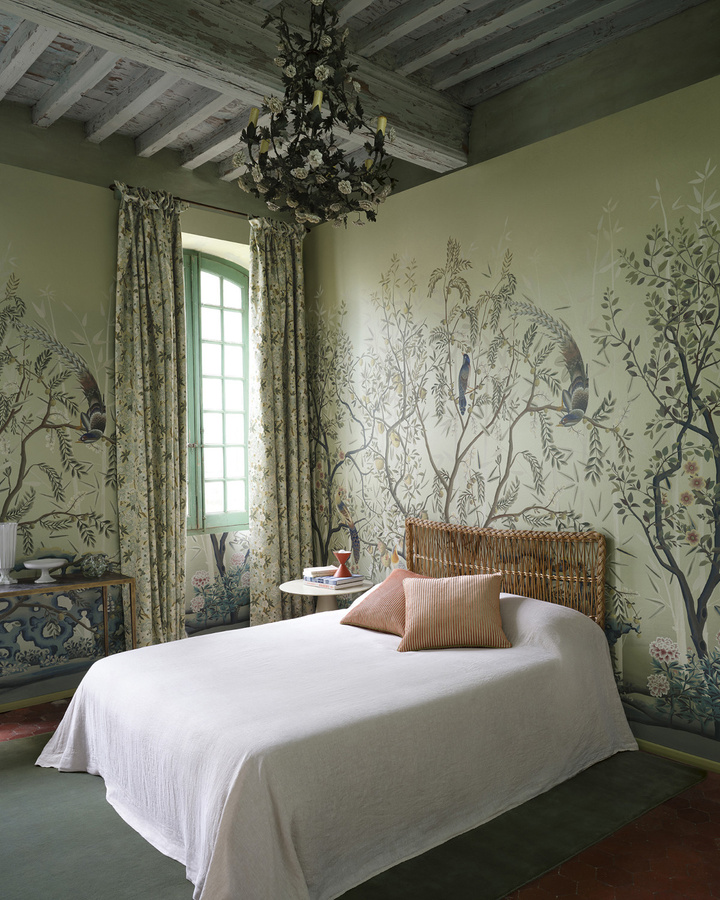 Manuel Canovas Wandtattoo La Voliere in Aqua Blau mit floralem und orientalischem Design aus Papier - Bild 1