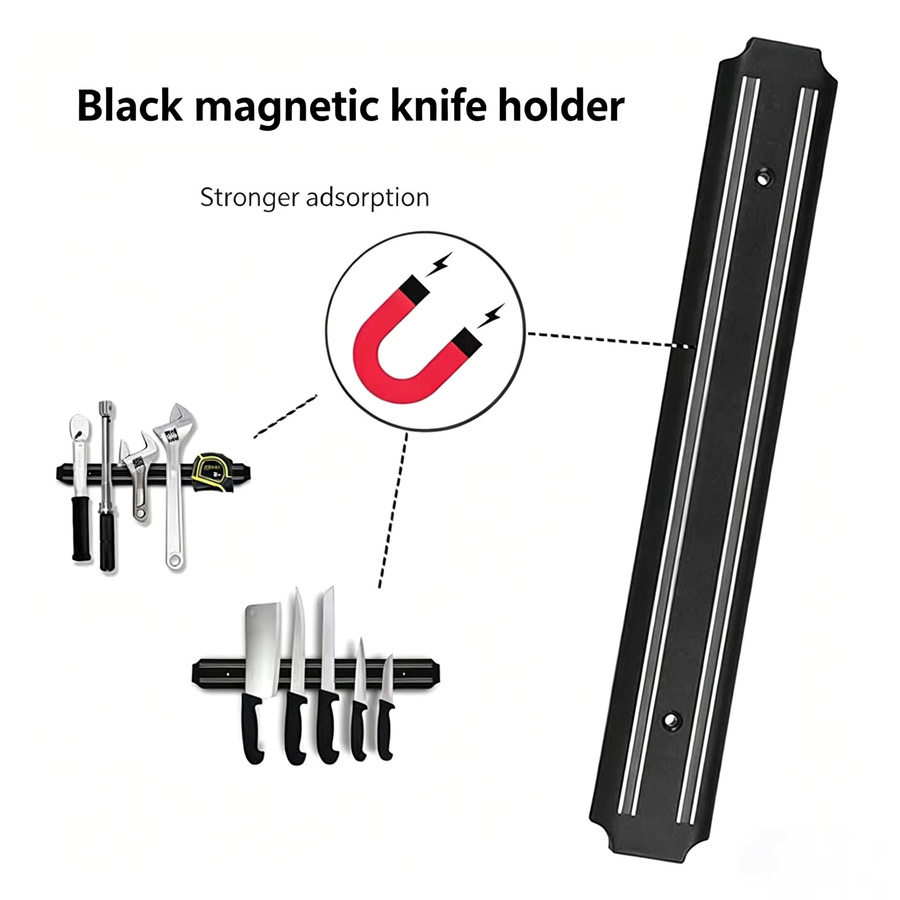 RSCHEF Magnetischer Messerhalter zur Wandmontage in Schwarz als Aufbewahrungsregal für Küchenutensilien und Werkzeug-Organizer - Bild 3