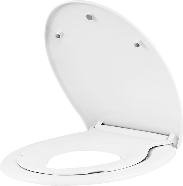 WOLTU O-förmiger Toilettensitz in Weiß mit Absenkautomatik, Schnellverschluss und abnehmbarem Kindersitz, B/T/H: 45,0 x 45,0 x 37,1 cm - Bild 1