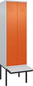 C+P PSA Doppel-Spind Classic PLUS Sitzbank mit 2 Abteilen, Grau/Orange, B/T/H: 212 x 60 x 81,5 cm - Bild 1