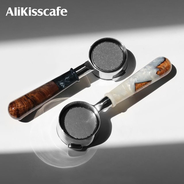 AliKisscafe 51mm Nackter Siebträger aus Edelstahl in Weiß für Delonghi Dedica EC680 EC9335 Homix H11 Espresso Zubehör - Bild 1