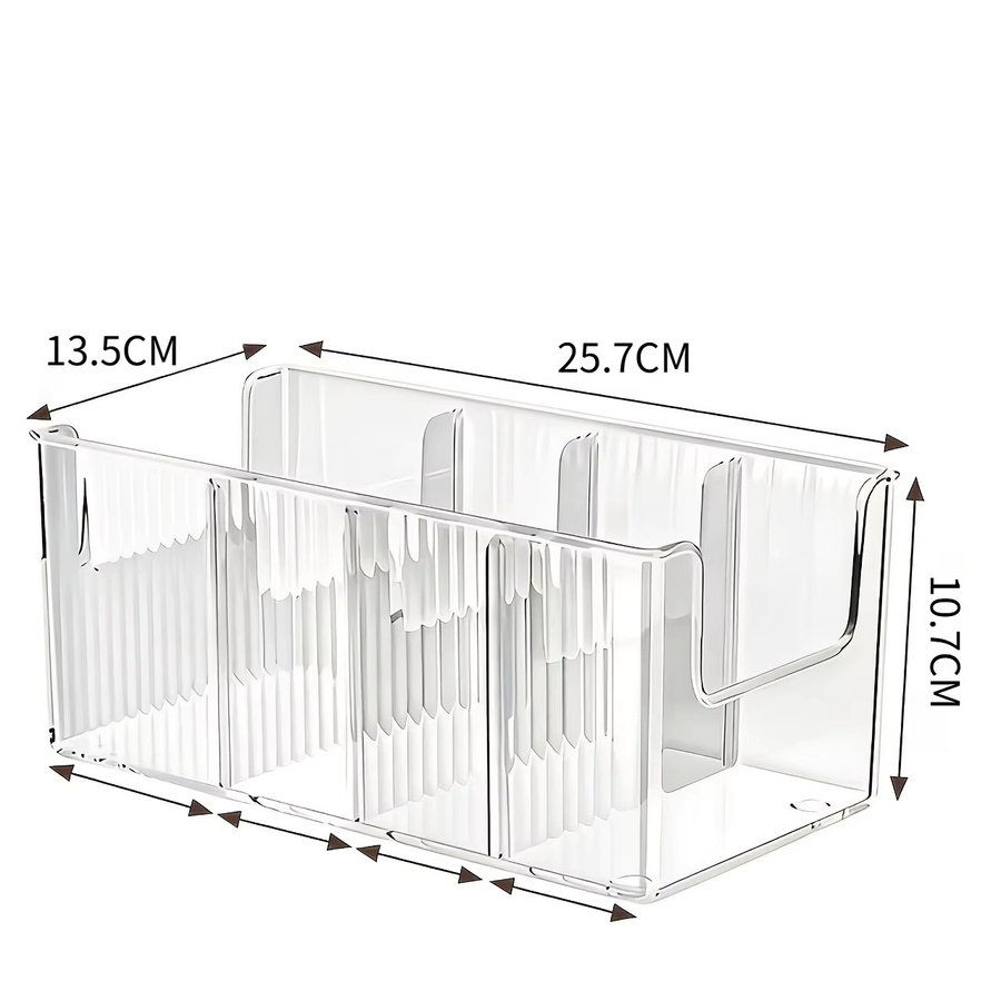 YOCITY Kosmetik-Aufbewahrungsbox aus Acryl in Transparent mit 3 herausnehmbaren Trennwänden und Lamellen-Design - Bild 5