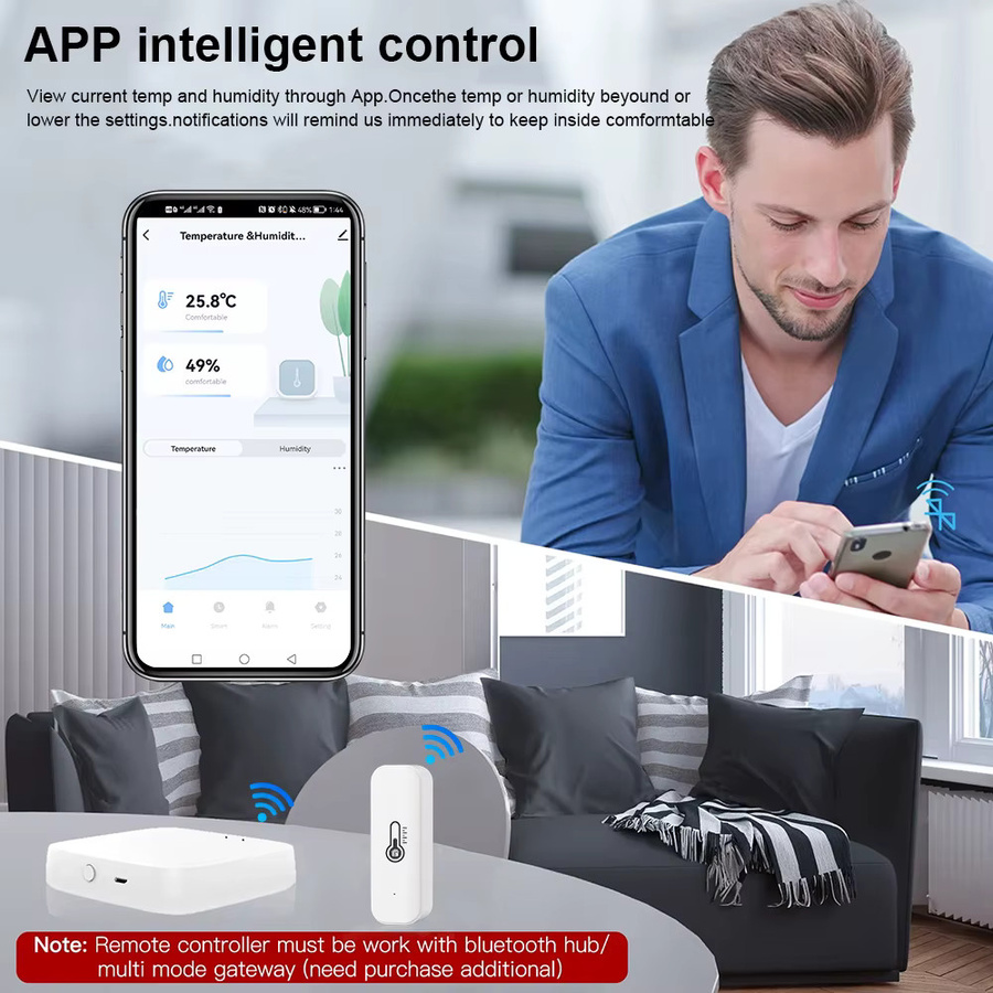Onenuo Tuya Zigbee Smart Temperatur- und Feuchtigkeitssensor in Weiß für Smart Home mit App-Steuerung und Kompatibilität mit Alexa und Google Home - Bild 3