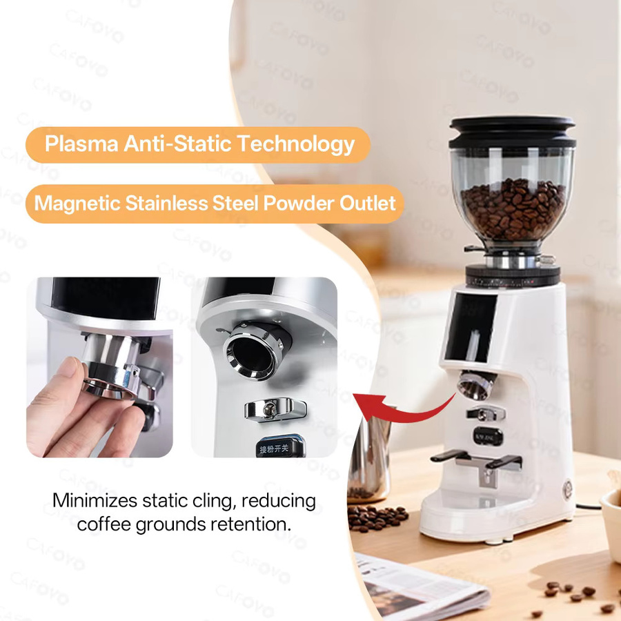 CAFOVO G764F Kaffeemühle mit 64 mm Flachmahlscheiben, 100-Stufen-Einstellung und Quantifizierung, Weiß - Bild 2