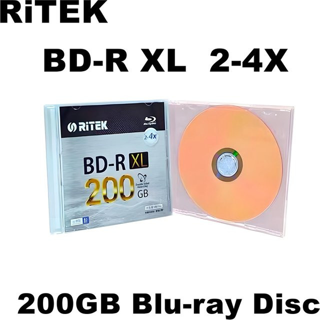 Ritek BD-R XL Blu-ray Blanko-Disc doppelseitig mit 200GB Kapazität und 260 Minuten Aufnahmezeit - Bild 1