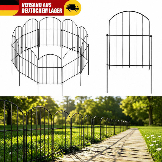 Hypmark Gartenzaun Set aus rostfreiem Metall, 10 Stück Tierbarriere in Schwarz, B/H: 61 x 33 cm - Bild 1
