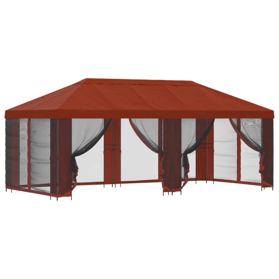 vidaXL Pavillon mit Seitenwänden in Terrakotta aus Polyester und Stahl, B: 6 m, T: 3 m, H: 2,765 m - Bild 2