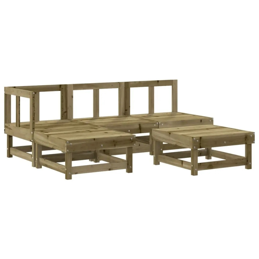 vidaXL 5-tlg Garten-Lounge-Set aus imprägniertem Kiefernholz in Braun mit Polstern und L-Form - Bild 2