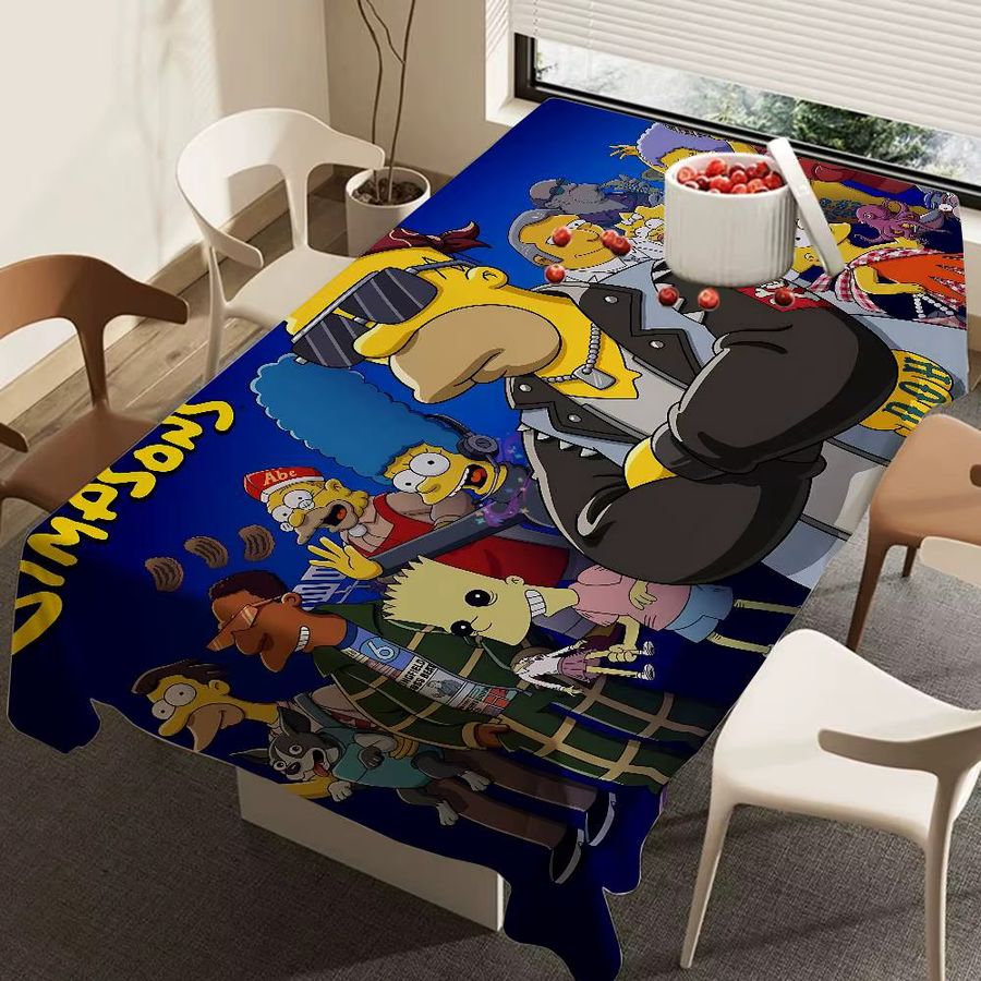 S-Simpson Wasserdichte rechteckige Tischdecke für Esszimmer und Partys - Bild 5