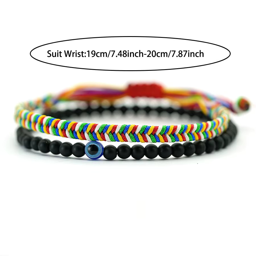 Noter Armband, geflochten, Böse Auge Stein, Bunt, Unisex - Bild 2