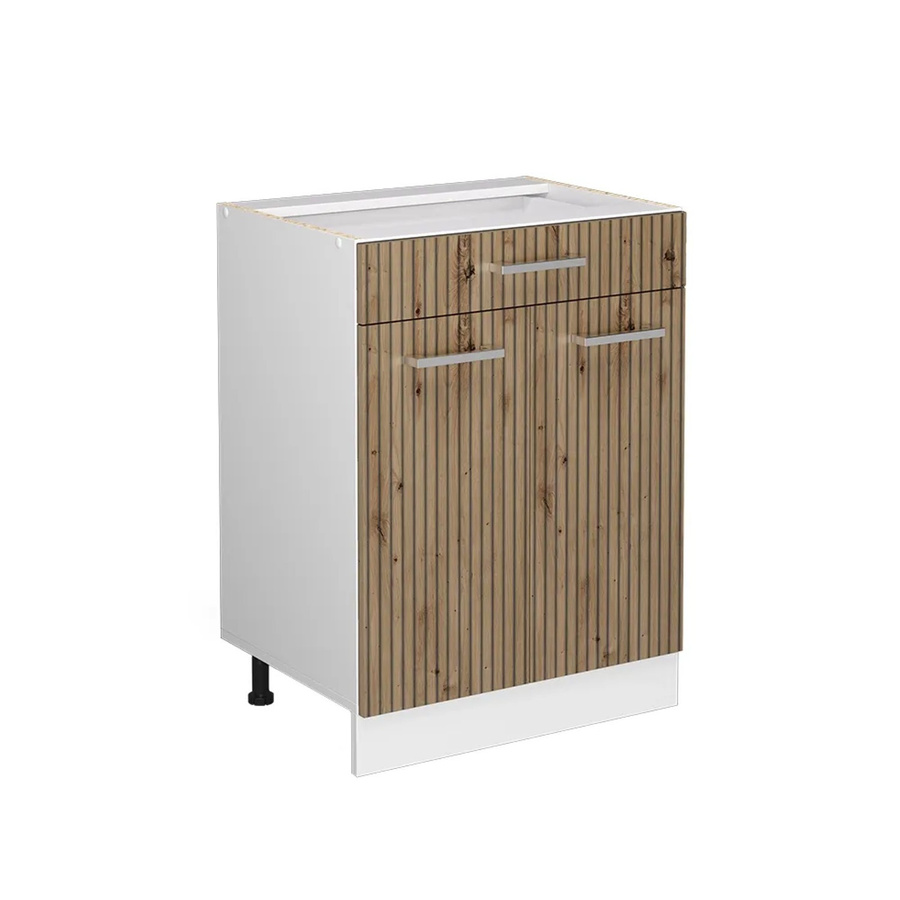 Vicco Küchenunterschrank R-Line in Artisan-Eiche und Weiß mit Schubladen und Türen, B: 60 cm, H: 81,6 cm, T: 46 cm - Bild 2