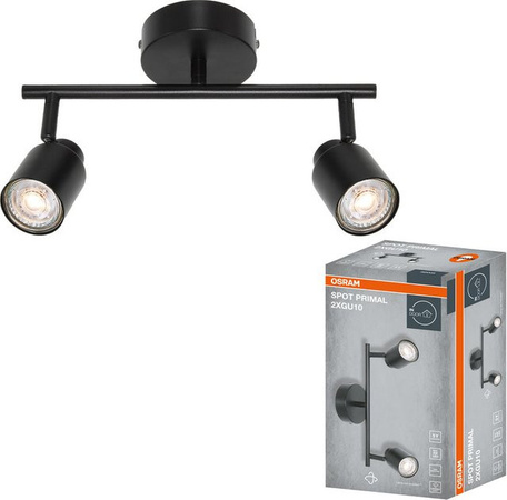 OSRAM PRIMAL 2-Punkt LED Spot Leuchte in Schwarz mit 2x GU10 Fassung, verstellbar