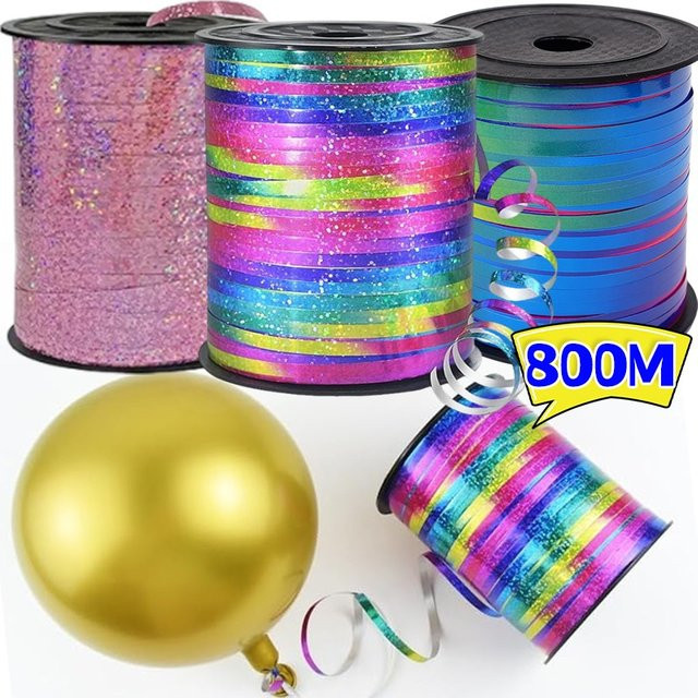 Buntes Regenbogen-Band aus glänzendem Metall für Geschenkverpackungen und Dekoration, 200 m Rolle - Bild 1