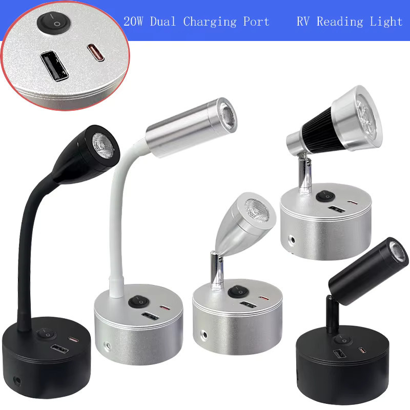 Ramalho LED Leselampe als Wandlampe mit Schwanenhals und USB-Anschluss in Silber - Bild 2