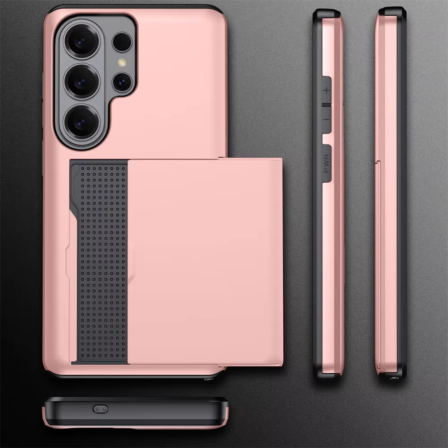 Xeber Brieftaschen-Hülle mit Schiebe-Kartenfach für Samsung Galaxy S26 S25 S24 S23 S22 Ultra FE A37 A57 stoßfeste Handyhülle in Silber und Pink - Bild 4