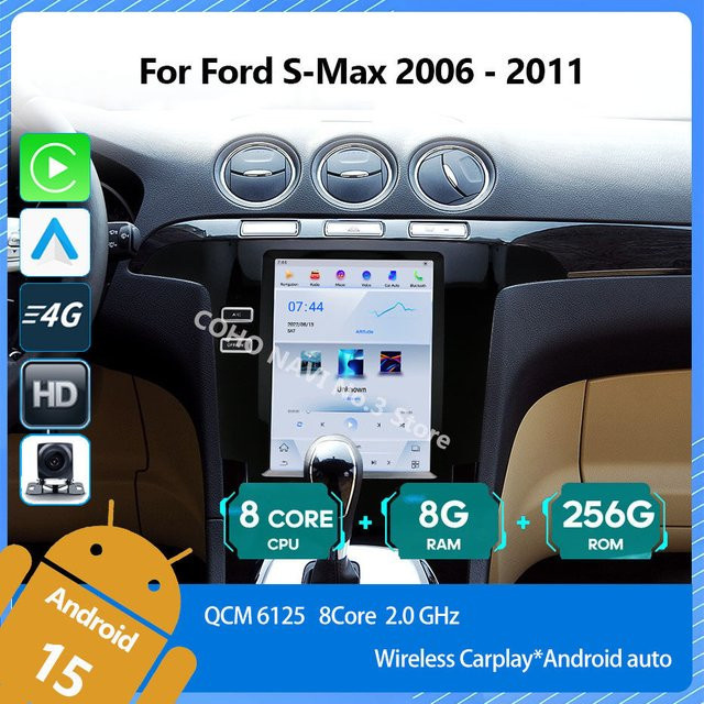 COHO Multimedia-Player für Ford S-Max 2006-2011 mit Android 15, QLED Octa Core, 8+256G, Carplay und Android Auto, Schwarz - Bild 1
