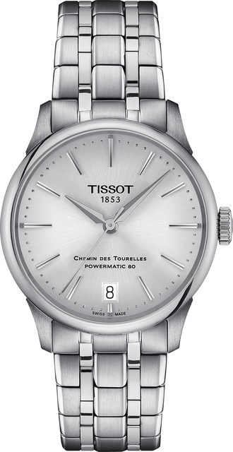 Tissot Damenuhr Chemin des Tourelles, Automatik, Edelstahl, 34 mm, Silber - Bild 1