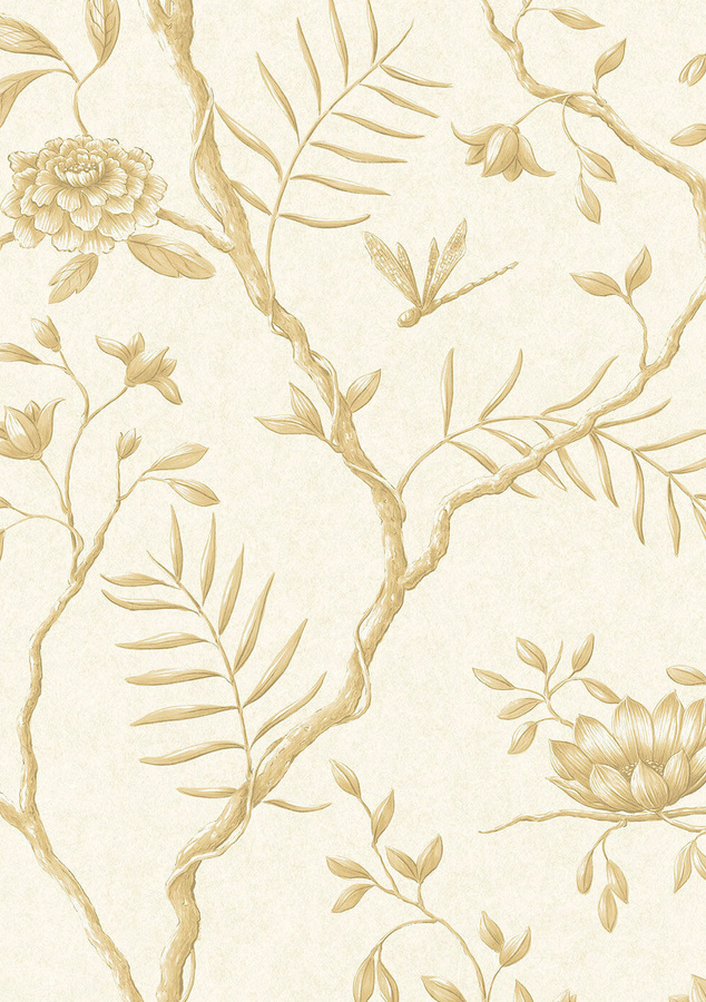 Lewis & Wood Tapete Jasper Peony in Buttermilk Reverse mit floralem Design in Gelb und Beige, Breite: 134 cm - Bild 1