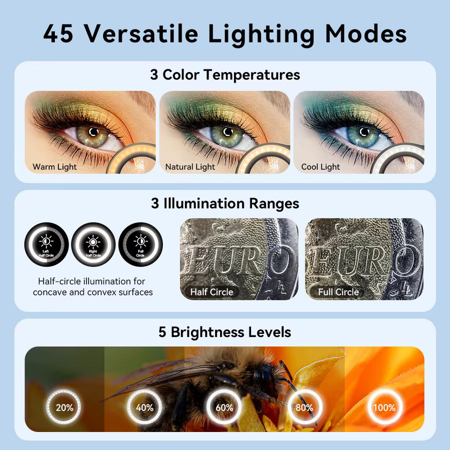 Apexel HD 10-20X Zoom-Makroobjektiv mit LED-Fülllicht in Schwarz für iPhone, Samsung und alle Smartphones zur Mikro- und Wimpern-Makrofotografie - Bild 5