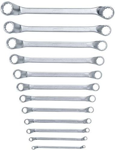 KS Tools CLASSIC Doppel-Ringschlüssel-Satz, 12-teilig, gekröpft, Chrom-Vanadium, Silber, Schlüsselweite 6-32 mm - Bild 1