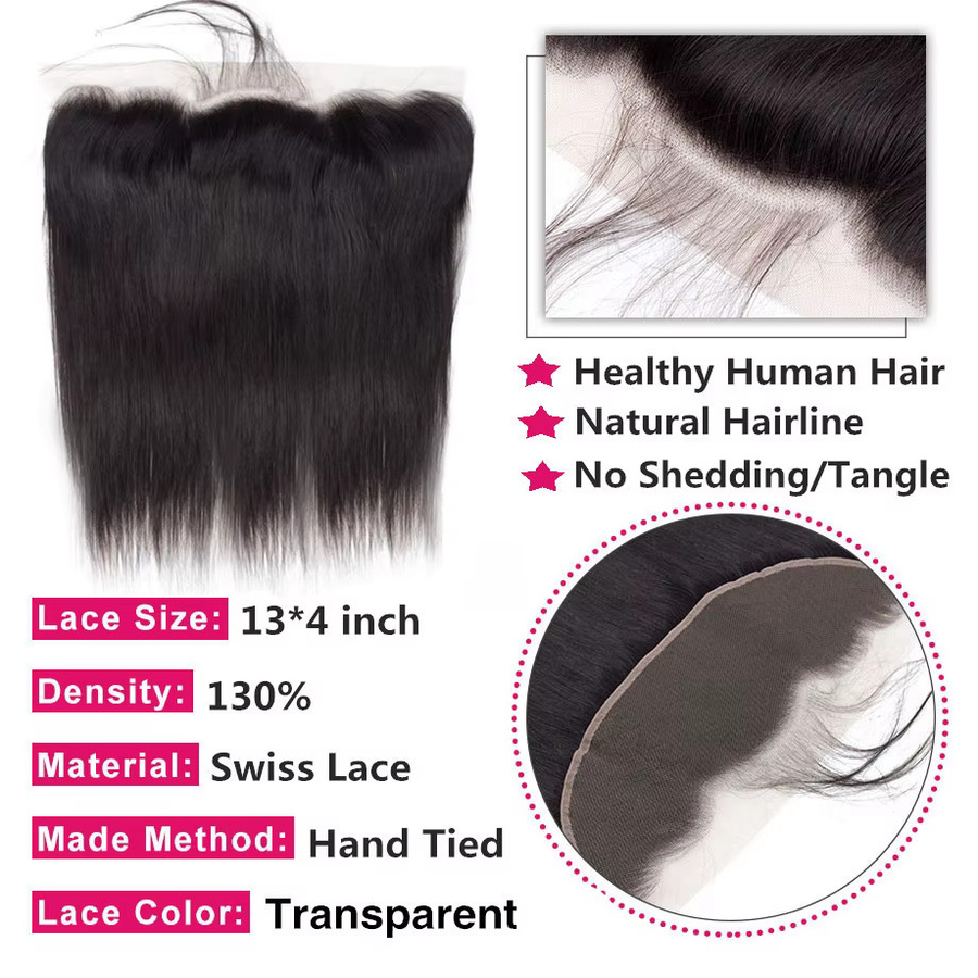 BAHW Lace Frontal Glattes Echthaar, 13x4, Brasilianisches Jungfrauenhaar, Damen - Bild 4
