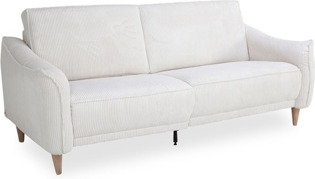 3-Sitzer Sofa SANSIBAR SALTUM in Beige mit Ribcord-Stoff und Eichengestell, B/T/H: 198 x 88 x 80 cm - Bild 1