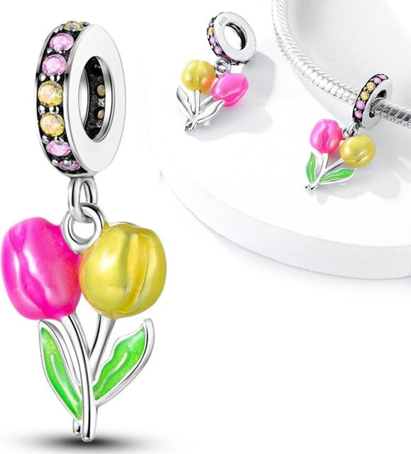 Charm-Perlenkomponenten Kupfer, Roségold, Perle, Zirkonia, Damen - Bild 1