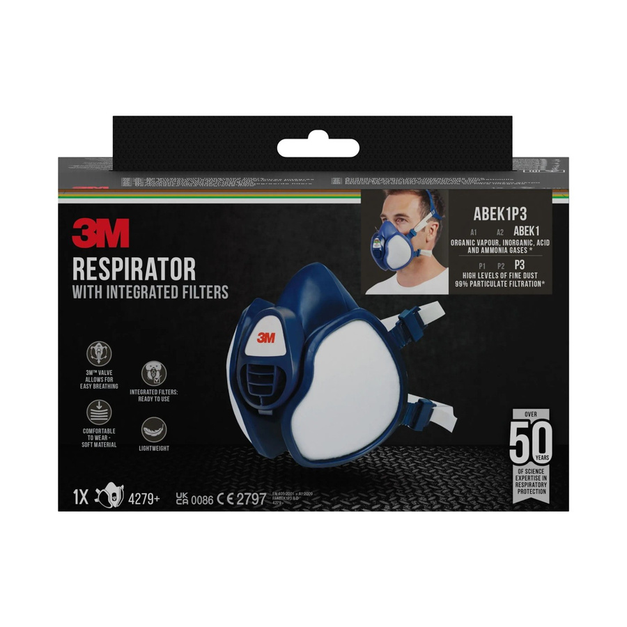 3M Vollmaske 4279+ Atemschutzmaske Typ ABEK1P3 in Blau-Weiß - Bild 3