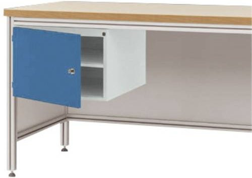 Manuflex ZB4729.0002 Gehäuse-Unterbau für ALU-Arbeitstische mit Türen und Türanschlag rechts, Nutzhöhe: 300 mm, für Tischtiefe: 800 mm - Bild 1
