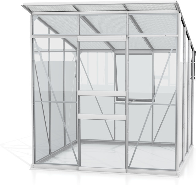 Vitavia Gewächshaus Fokus 4450 freistehend mit Pultdach und Stahlfundamentrahmen, aluminium eloxiert, 3,7 m² - Bild 1