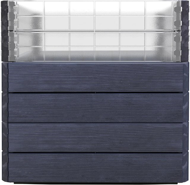 Garantia Hochbeet Ergo Quadro Turbo L in 3D-Holzoptik mit Flora Wassersparsystem und transparentem Wachstumsmodul, B/T/H: 80 x 80 x 75 cm - Bild 1